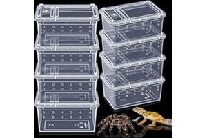 Irenare 8 Pcs Reptile Breeding Box Plastic Spider Terrarium Tarantula Feeding Box for Bearded Dragon Lizard Spider Gecko Scorpion(Vent Holes,Clear,5.9 x 3.9 x 2.5 Inch)
