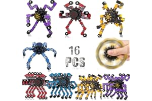 16PCS Fidget Spinner Toys for Kids, Transformable DIY Robot Toy Mechanical Spiral Twister Stress Relief Fingertip Toy, Easter