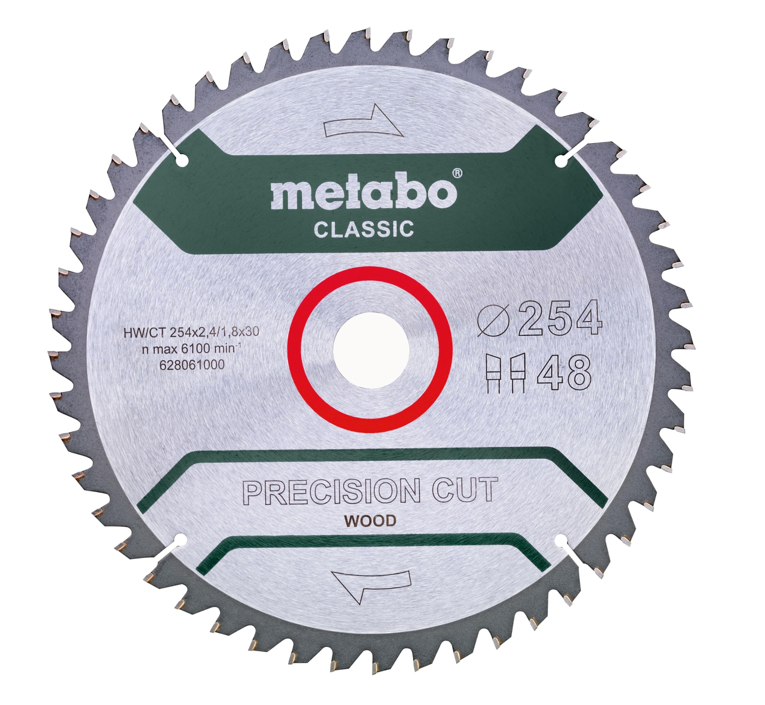 Metabo 628061000 HW/CT 254X30. 48 WZ 5 Circular Saw-Blade, Green