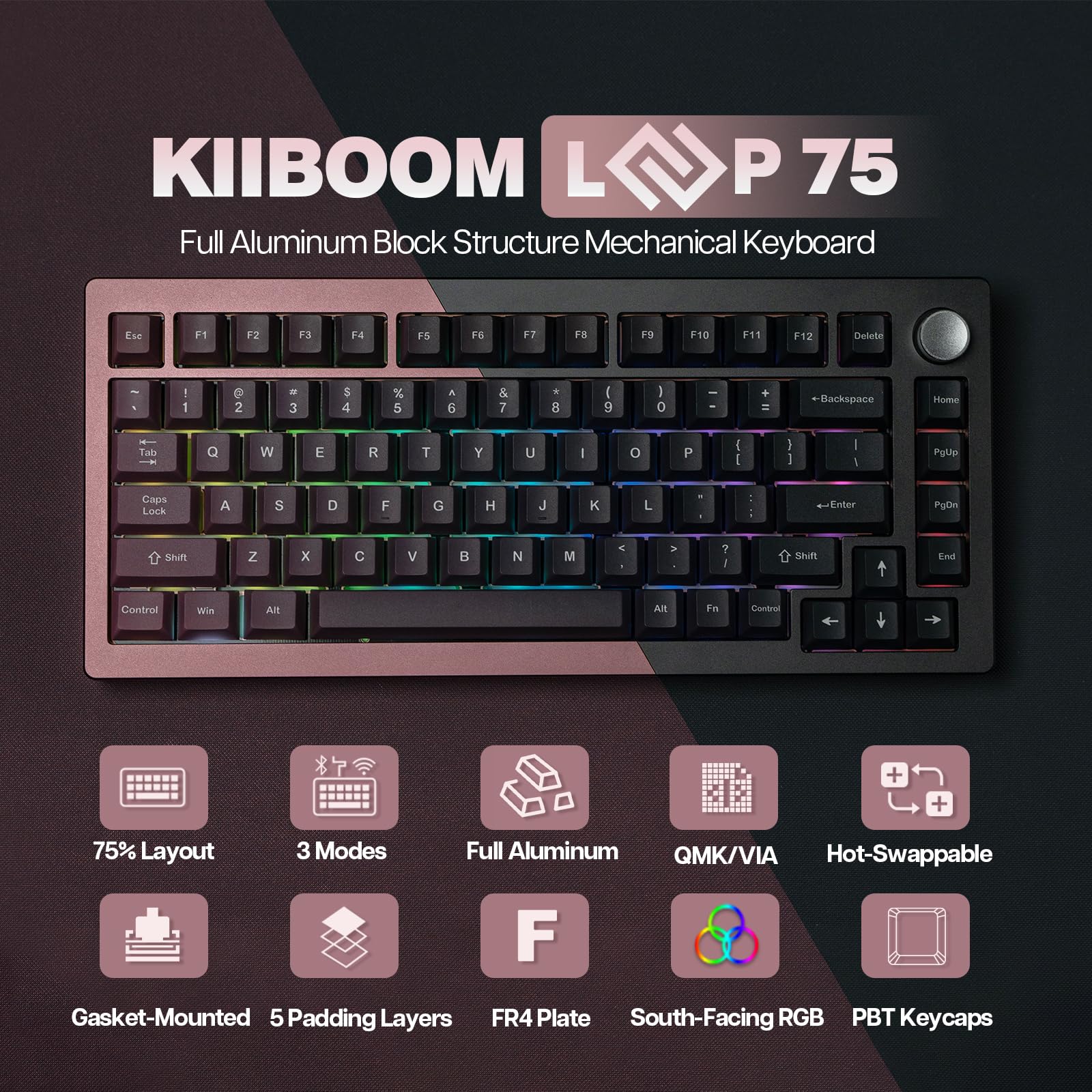 Mua KiiBOOM Loop 75 75% Full Aluminum Block Structure Mechanical ...