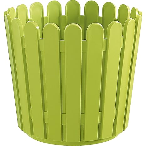 Emsa 512687 Blumenkübel, Rund, Landhaus-Stil, 11 Liter, Grün, Landhaus