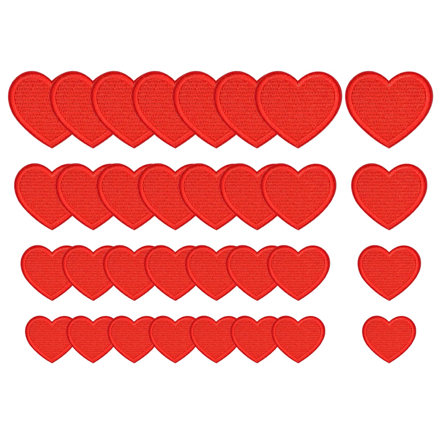 32pcs Red Heart Embroidery Cloth Patches, Couple Embroidery Patches, Clothing Sewing Patches, DIY Decorative Accessories for Clothes, Hats, Backpacks
