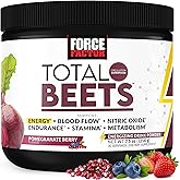 Force Factor Total Beets Energy Drink Mix, Superfood Beet Root Powder with Nitrates to Boost Energy and Support Circulation, Blood Flow, Nitric Oxide and Stamina, Heart Health Supplement, 30 Servings