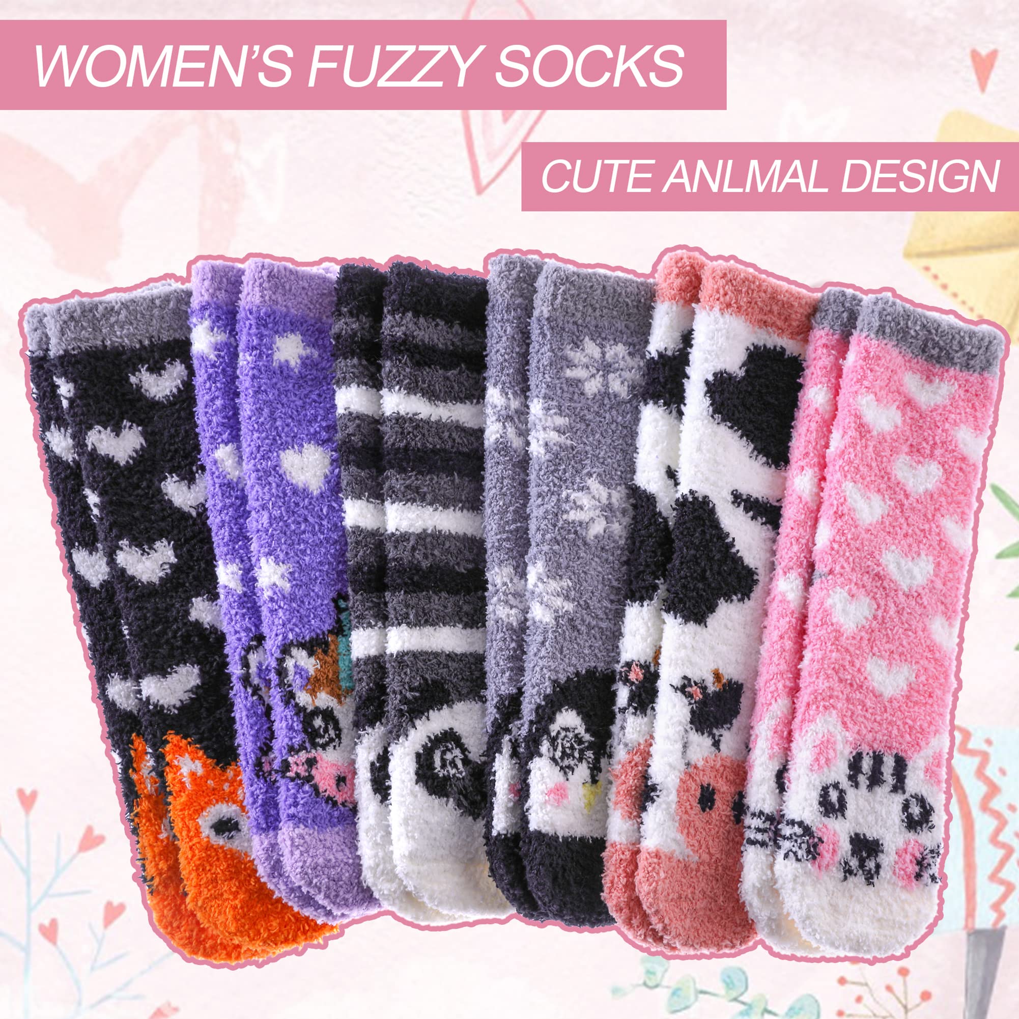 DYW Fuzzy Socks for Women Soft Cozy Fluffy Winter Warm Slipper Socks Home Sleeping Animal Socks