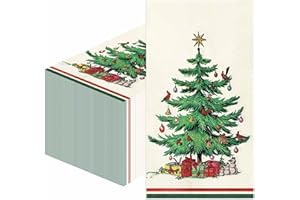 SietDESEO 50 PCS 3-ply Christmas Dinner Napkins Disposable Christmas Guest Bathroom Napkins 13 x 15.7 Inch Disposable Hand To