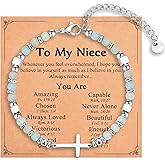 IKIATY Religious Cross Bracelet for Women Girls, Christian Gifts for Daughter Granddaughter Sister in Christ Friend Niece on Birthday Christmas Easter Valentines Day Graduation