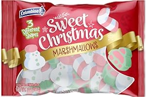 Colombina Sweet Christmas Marshmallows, Soft, Assorted Vanilla Bean Marshmallows, Christmas Trees, Candy Canes, and Santas, 5.1oz (Pack of 1)
