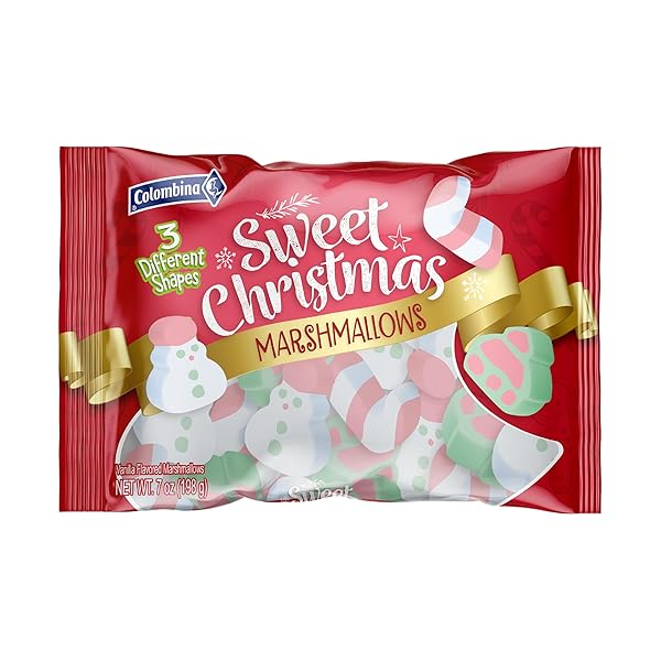 COLOMBINA SWEET CHRISTMAS MARSHMALLOWS, SOFT, ASSORTED VANILLA BEAN...