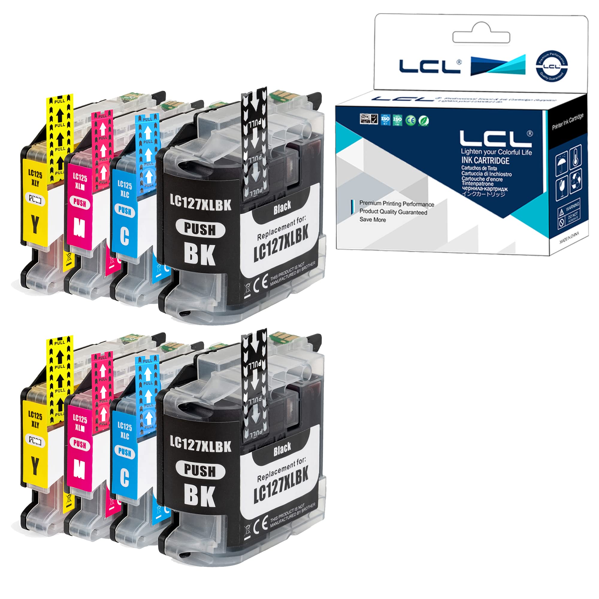 LCL LC127 LC125 Ink Cartridge Replacement for Brother LC127 LC127XL LC125XL LC127XLBK LC125XLC LC125XLM LC125XLY for MFC-J4410DW J4510DW J4610DW J4710DW DCP-J4110DW ( 8 Pack)
