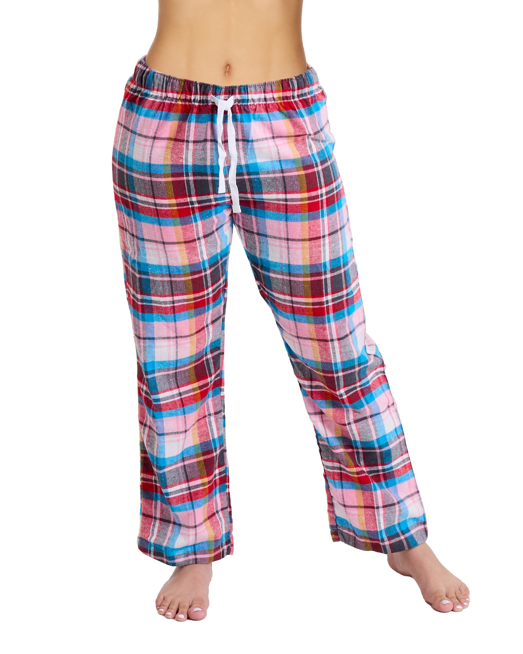 Active Club Cotton-Blend Flannel Pajama Pants for Women, Flannel Plaid PJ Pants for Women for Sleep and Lounge, Womens PJ Bottoms (Red Light Pink, 2X)