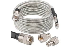 MOOKEERF Dual CB Antenna Coax Cable 18FT,Low Loss RG8X Stranded Core CB Coax Cable with PL-259 and FME/PL259 Male Connector - 18 Foot
