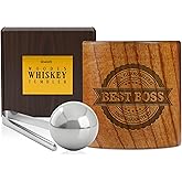 Onebttl Boss Gifts for Men, Charred Wooden Bourbon Drinking Glass, Bourbon Gifts for Men - Wooden Old Fashioned Glass - Best Ever