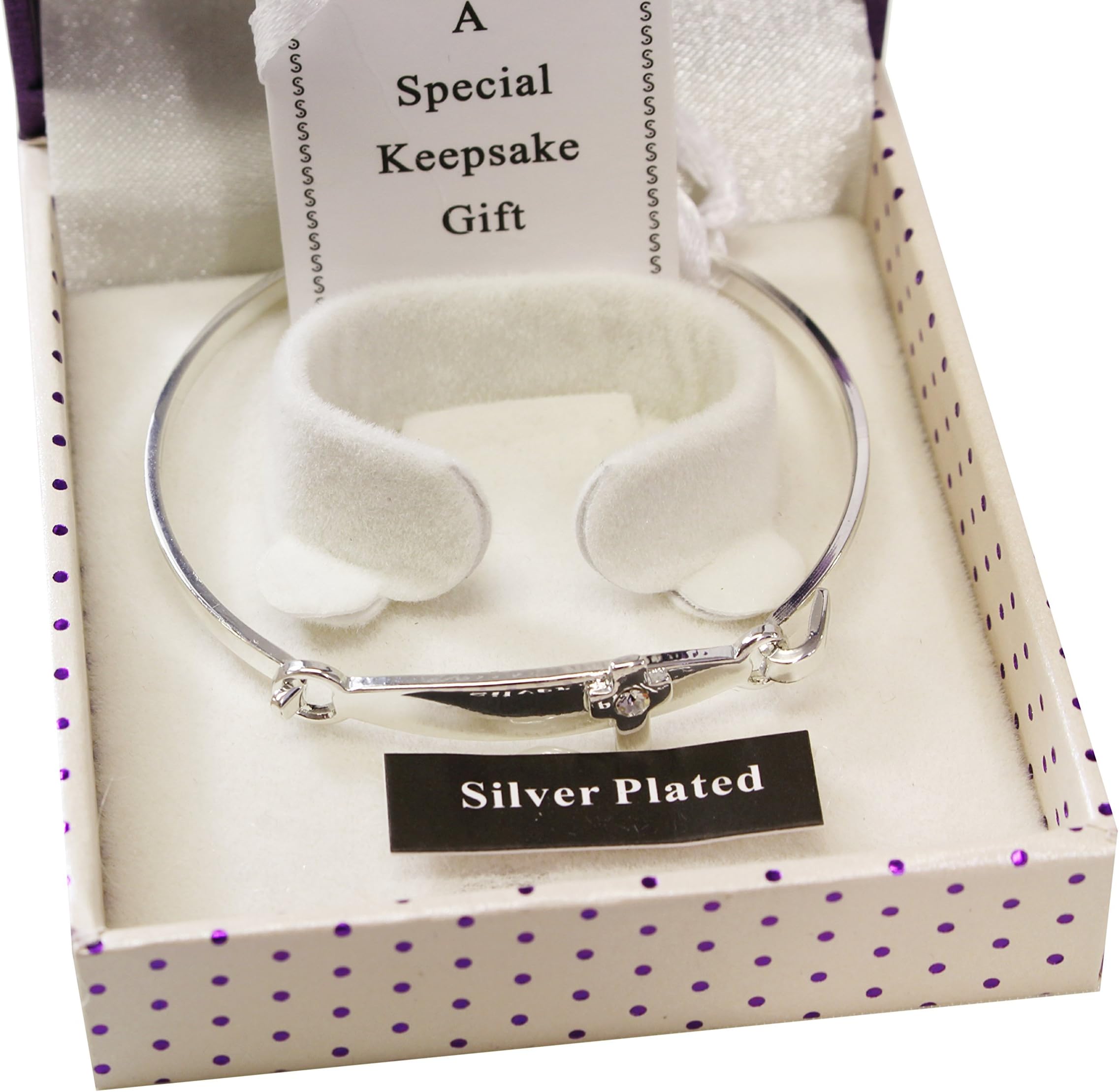 Silver Plated Christening Bangle with Cross Design.
