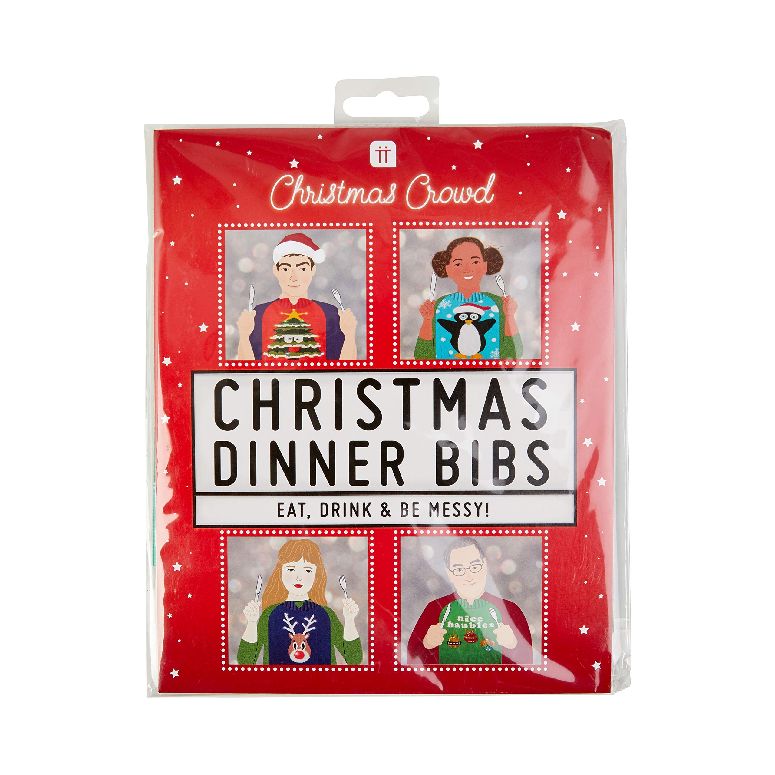 Talking Tables Pack of 8 Plastic Christmas Dinner Bibs-Fun for The Kids or Adults to wear at The Xmas Table