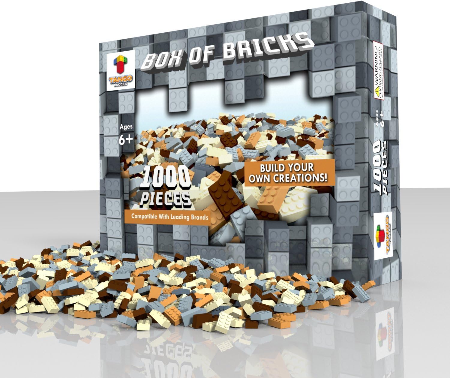 TangoBlocks Box of Bricks for Building Walls, Dungeons, Caves, Mine and Fortress, 1000-Piece