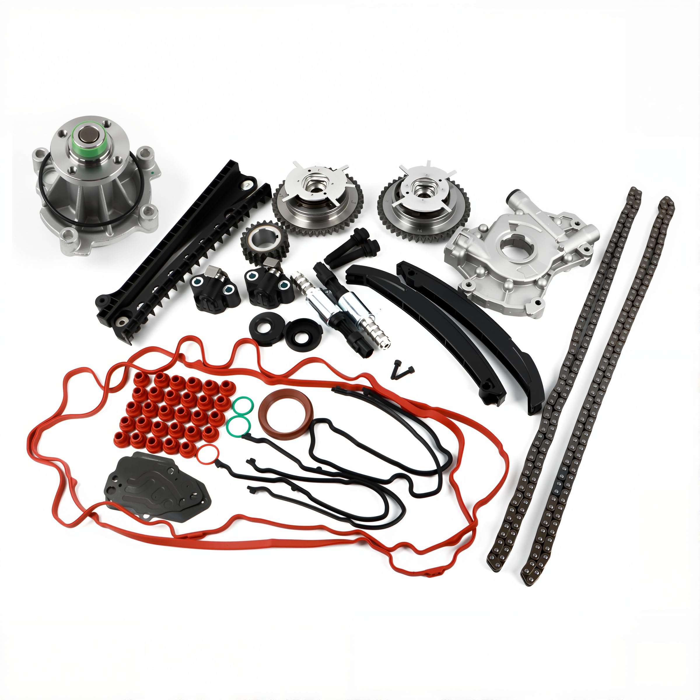 Photo 1 of Engine Timing Chain Kit Oil Pump Water Pump Phasers VVTs 5.4L Fits for 2004-2008 F150 F250 F350 for 2005-2008 Navigator Mark LT Car Replacement Time Part Sets Replace 5L3Z-6268-A 3L3Z6M280EA