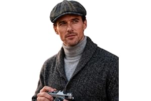 Clakllie Wool Blend Newsboy Cap for Men 8 Panel Flat Cabbie Hat Classic Irish Newsies Gatsby Hat Herringbone Tweed Hat