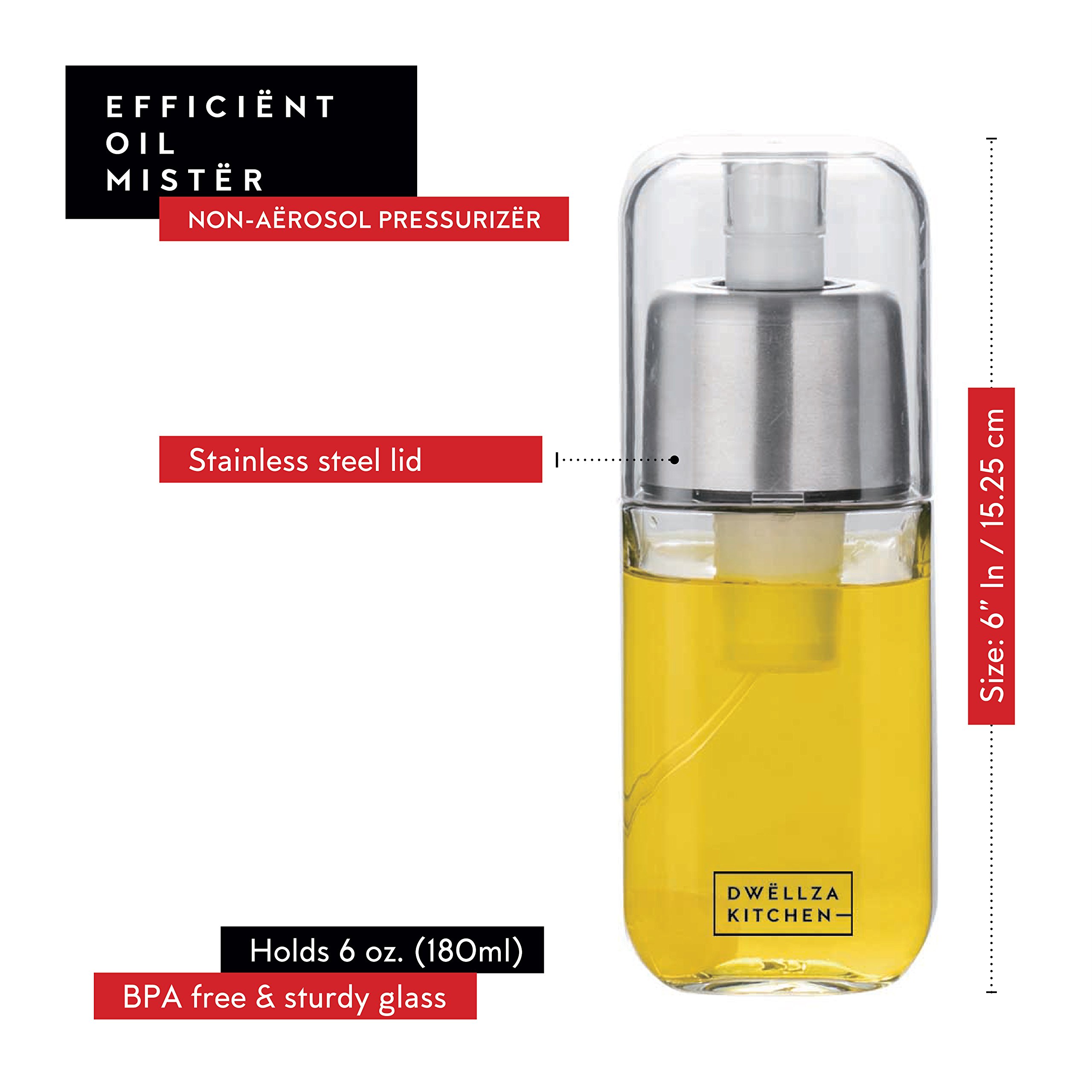 DWELLZA KITCHEN Olive Oil Dispenser and Oil Sprayer for Cooking Set