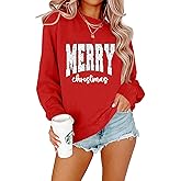 Christmas Sweatshirt for Women 2025 Classic Merry Plaid Letter Print Long Sleeve Shirts Xmas Holiday Party Pullover Tops
