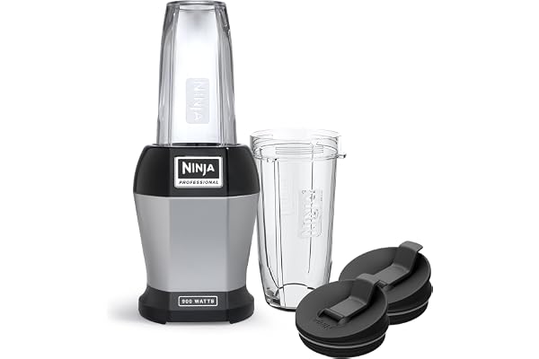 Ninja BL450C, Nutri Pro Personal Blender For Juices, Shakes & Smoothies, 18 and 24 Oz cups, Black/Silver, 900W (Canadian Vers