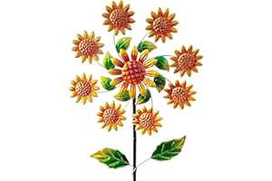 Senflame Sunflower Wind Spinners Outdoor, Garden Wind Spinners & Wind Spinner, Sunflower Windmills Lawn Decor, Metal Flower Garden Pinwheels for Yard and Garden Lawn Patio Decor