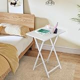 HOOBRO Side Table 2 Set Folding TV Tray Table Metal Industrial White EWW25BZ01N1 view 2