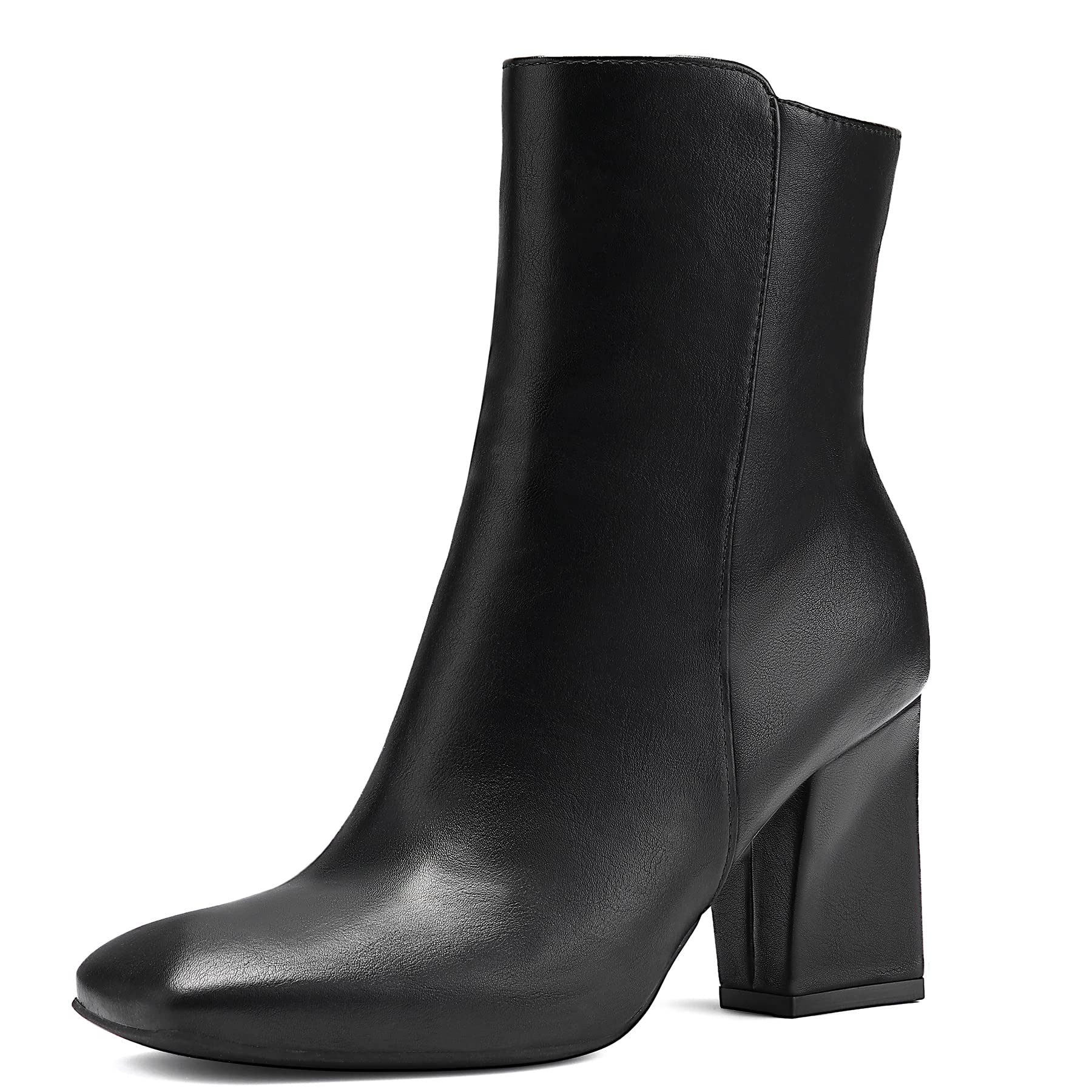 Photo 1 of 9.5 mysoft Women's GoGo Boots Square Toe Side Zipper Ankle Boots Chunky Block Heel Mid Calf Low Heeled Short Booties