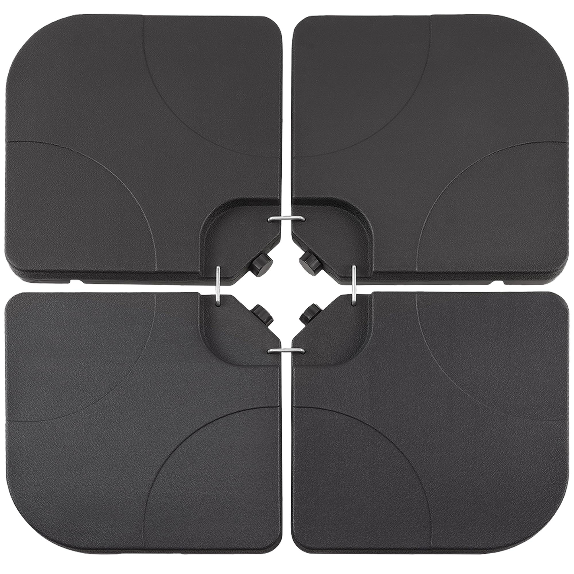 Photo 1 of VECELO 4-Piece Heavy-Duty Cantilever Offset Patio Umbrella Base/Stand Outdoor, Square Plate Set with Lock Pins, Easy-Fill Spouts for Water/Sand, for Garden, Backyard and Poolside, Black