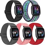 Tiptops 5 Pack Nylon Loop Straps for Fitbit Versa 4/Sense 2/Versa 3/Sense