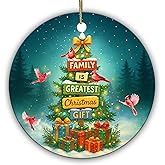 Sportyzen Family Is The Greatest Ornament – Christmas Tree with Cardinals & Gifts – Sentimental Holiday Ornament for Parents, Grandparents & Loved Ones – Family Christmas Tree Keepsake Decoration 2025