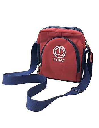 TnW Unisex Polyester Red Blue Neck Pouch Sling Messenger Bag