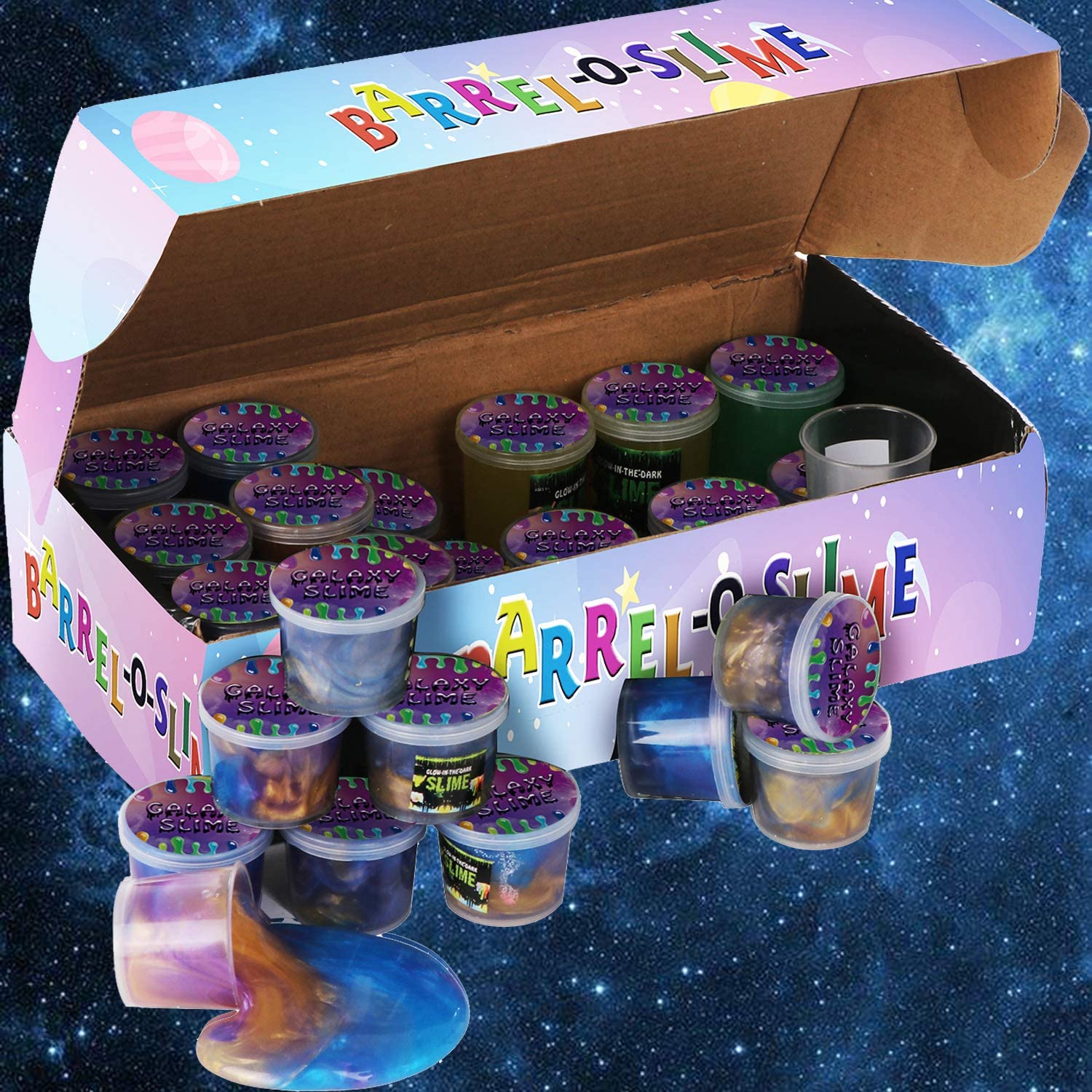 BVEHSR 36 Packs Galaxy Putty Slime, Party Favor for Kids Girls & Boys, Adults, Non Sticky, Stress & Anxiety Relief, Wet, Super Soft Sludge Toy,Easter Basket Stuffers