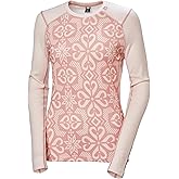 Helly-Hansen W LIFA Merino Midweight Graphic Crew Base Layer Crew Top Thermal Shirt, Long Sleeve, Cold Weather, Breathable