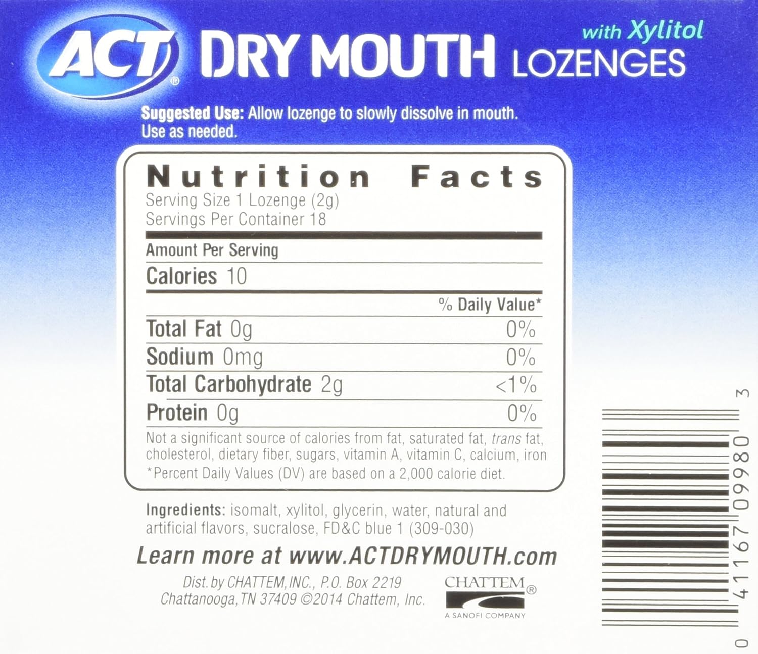 Act Dry Mouth Mint Lozeng Size 18ct: Health & Personal Care