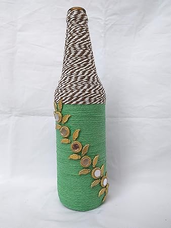 Buy Blue And Brown Designer Glass Vase Made Of Crush Paper With