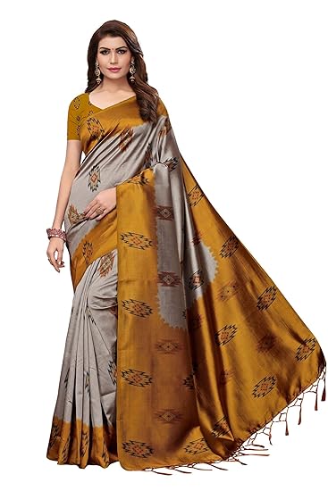 Art Silk with Blouse Piece Saree (Free Size)