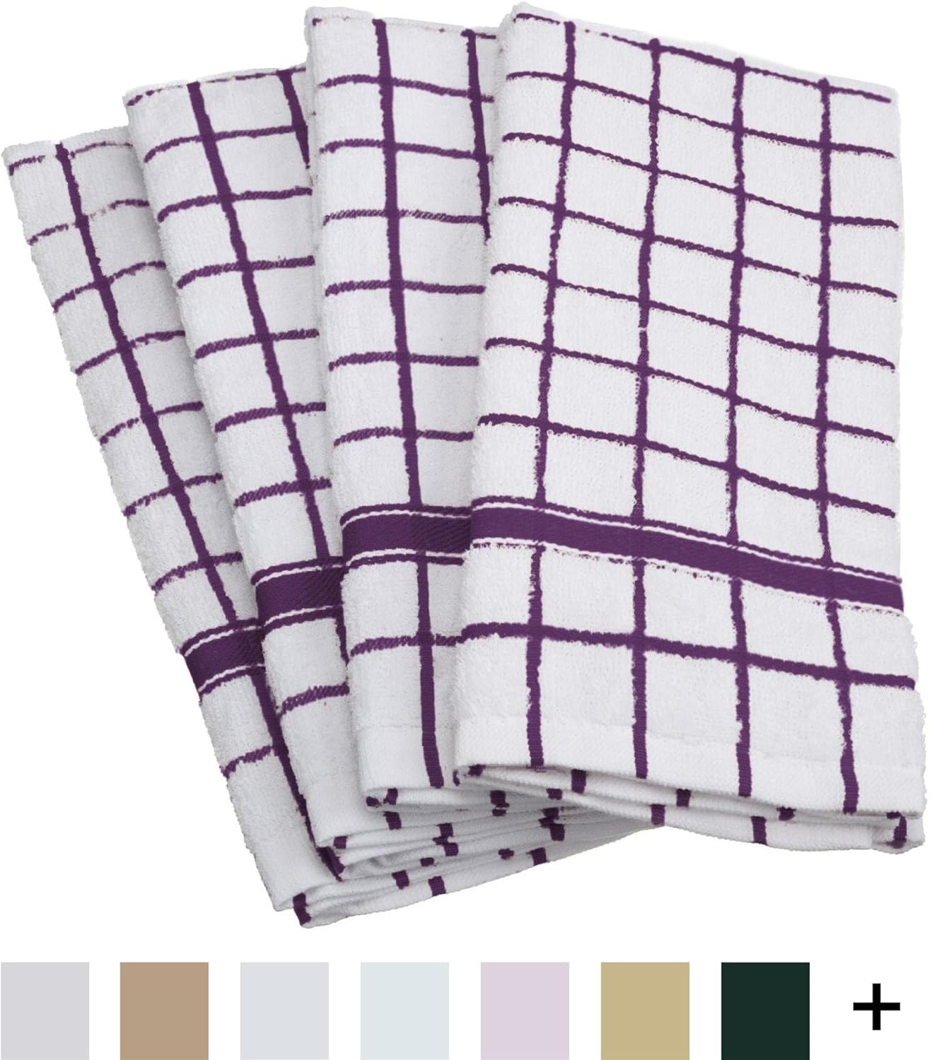 DII Cotton Terry Windowpane Dish Towels Machine Washable and Ultra
