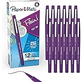 Paper Mate Flair Felt Tip Pens, Medium Point (0.7mm), Vivid Purple, 12 Count - For Teachers, Students, Classroom Use, Note-Taking, Arts & Crafts
