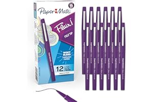 Paper Mate Flair Felt Tip Pens, Medium Point (0.7mm), Vivid Purple, 12 Count - For Teachers, Students, Classroom Use, Note-Taking, Arts & Crafts