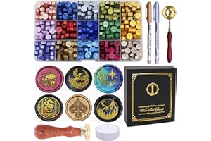 SWANGSA Starry Wax Seal Stamp Kit with 450pcs Sealing Wax Beads, 2 Pens and Spoon for Wedding, Invitations, Cards, Envelope, Christmas