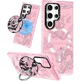 Lotadilo for Samsung Galaxy S23 Ultra Case for Women - Girls Cute Design Compatible with Magsafe Magnetic Ring Holder Stand Long Lake Phone Covers Aesthetic Girly TPU Funda for S23 Ultra