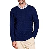 Kallspin Mens Crew Neck Sweater Wool Blend Cable Knit Pullover Top Long Sleeve Knitwear Casual Business Fall Winter Knitwear