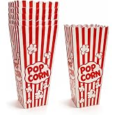 Homrelaxy 5 Pack Plastic Popcorn Containers, Reusable Popcorn Boxes | 7.5" Tall and 3.6" Square Popcorn Buckets, For Popcorn Machine, Movie Night, Party, Carnival, Home, Concessions