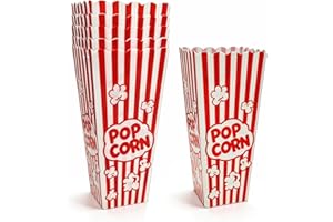 Homrelaxy 5 Pack Plastic Popcorn Boxes, 7.5" Tall and 3.6" Square Large Capacity Popcorn Containers Buckets for Pop Corn Mach
