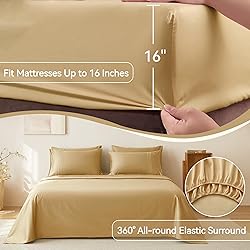 JELLYMONI Twin Sheet Sets Gold - 400 Thread Count