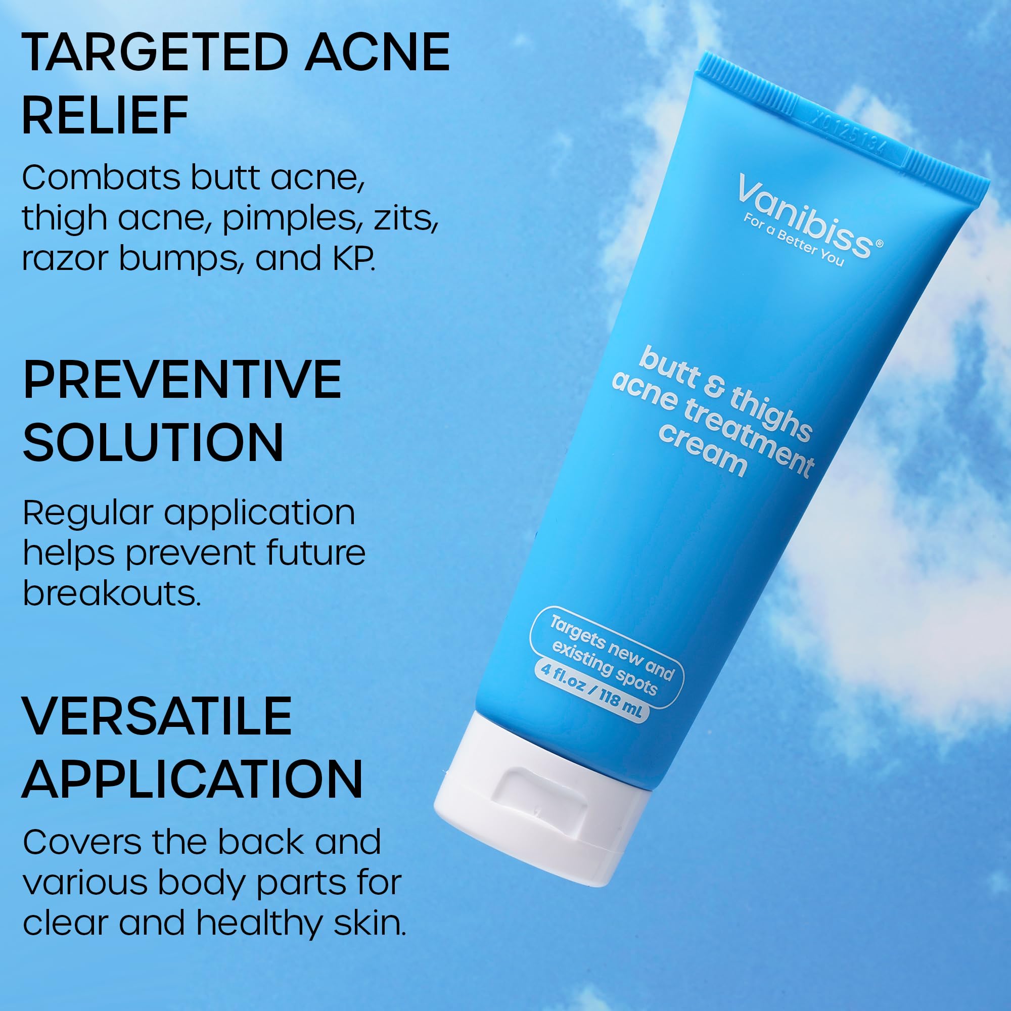 Vanibiss Butt and Thighs Acne Treatment Cream & Foot Anti Blister Balm - Bundle