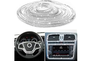 MILEGI Bling Car Trim Self-Adhesive 16.4Ft, Rhinestone Car Accessories for Women, Car Bling Interior Exterior Decoration, Car Dashboard Decorations Rhinestone Door Stickers (White)