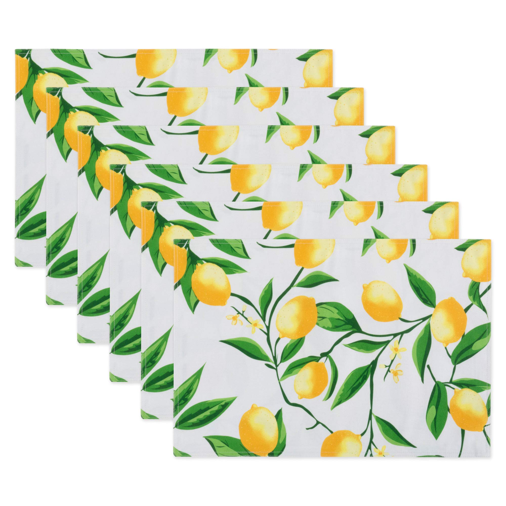 DII CAMZ11286 Placemat, Reversable & Spill Proof for Indoor or Outdoor Use, Perfect for BBQs, Backyard Parties, Cookouts, & Family Gatherings, Lemon Bliss