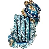 BestgiftEver Nautical Coaster Set with Turtle and Ocean Wave Design - Beach House-Inspired Kitchen and Dining Room Accents and Accessories - Coastal Table Decor -