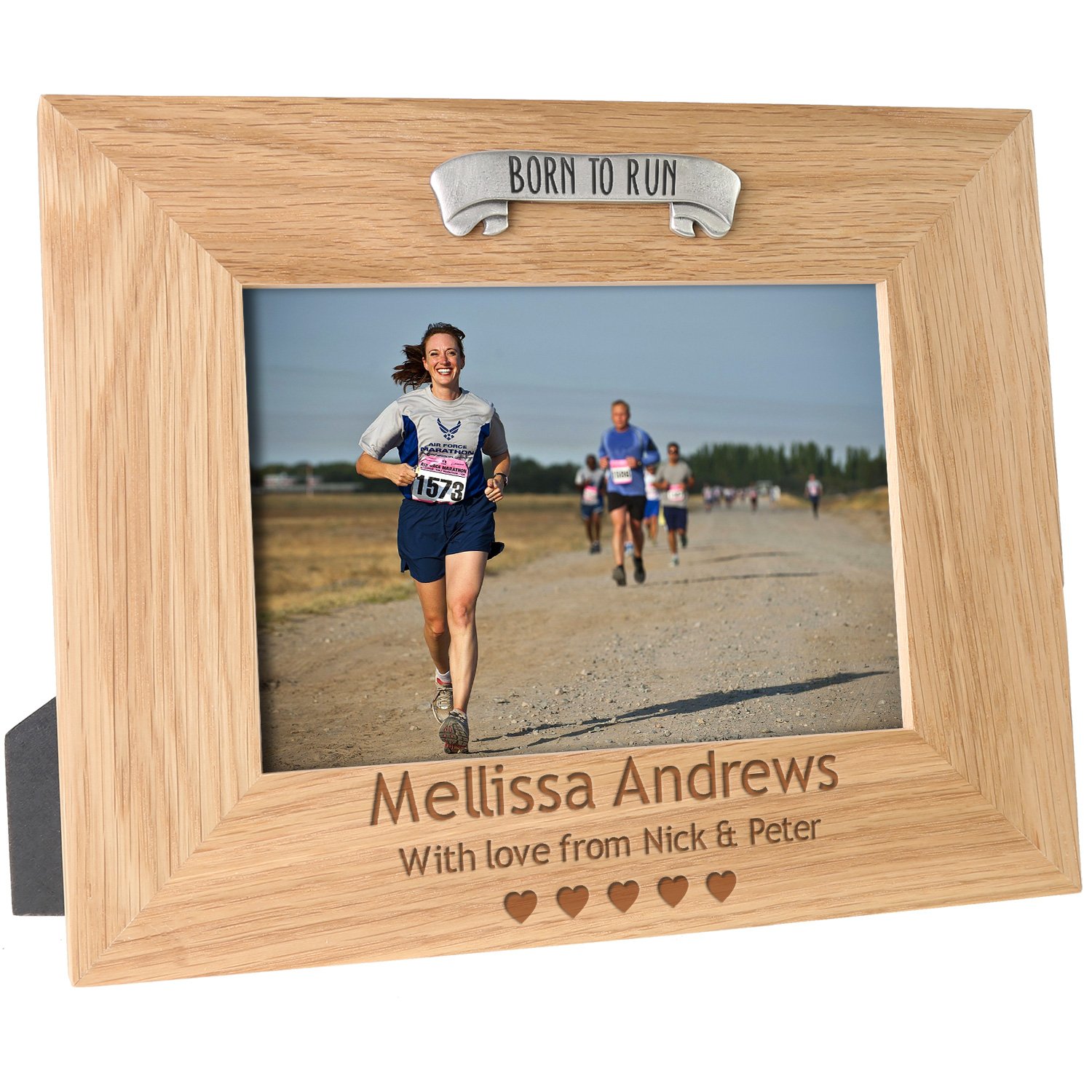 Running Gift Personalised Engraved Solid Oak Photo Picture Frame Runner